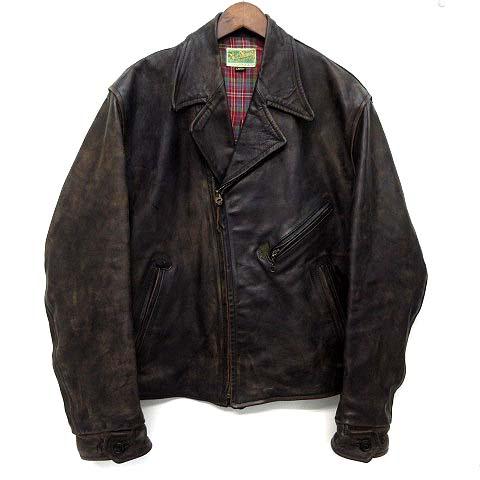 【中古】リーバイス Levi's LVC ホースハイド 馬革 レザー ダブル スポーツ ジャケット ライダース 茶 ブラウン L UK イギリス製 メンズ