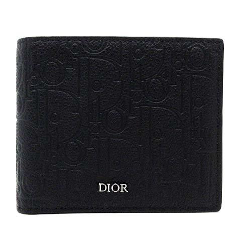 【中古】ディオール DIOR グラビティ レザー 二つ折り 財布 Bifold Wallet 2ESBC027FLG ブラック 黒 美品 メンズ