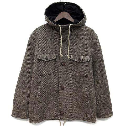 【中古】フランクリーダー FRANK LEDER ウール ツイード フード ジャケット くるみボタン ドイツ製 ブラウン 茶 S メンズ