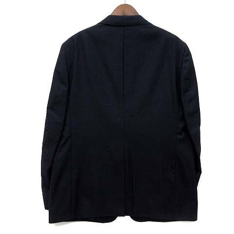 【中古】パーソンズ PERSON'S FOR MEN NANOTEX スタイリッシュスーツ セットアップ チェック 2B ジャケット 2パンツ ネイビー BE6 美品_2