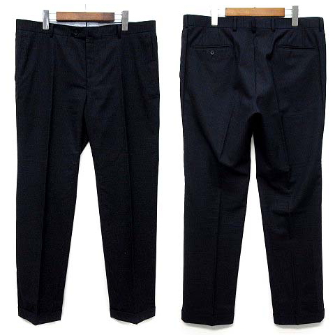 【中古】パーソンズ PERSON'S FOR MEN NANOTEX スタイリッシュスーツ セットアップ チェック 2B ジャケット 2パンツ ネイビー BE6 美品_5