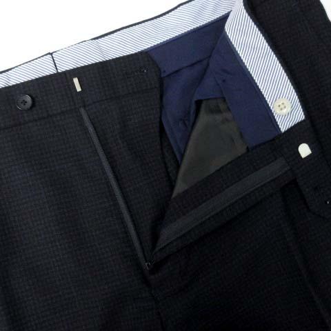 【中古】パーソンズ PERSON'S FOR MEN NANOTEX スタイリッシュスーツ セットアップ チェック 2B ジャケット 2パンツ ネイビー BE6 美品_8