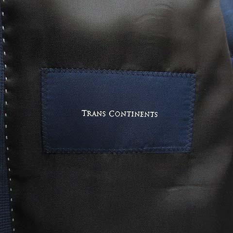 【中古】トランスコンチネンツ TRANS CONTINENTS SOLOTEX スーツ セットアップ グレンチェック 2B ジャケット パンツ ネイビー 100 AB7_4