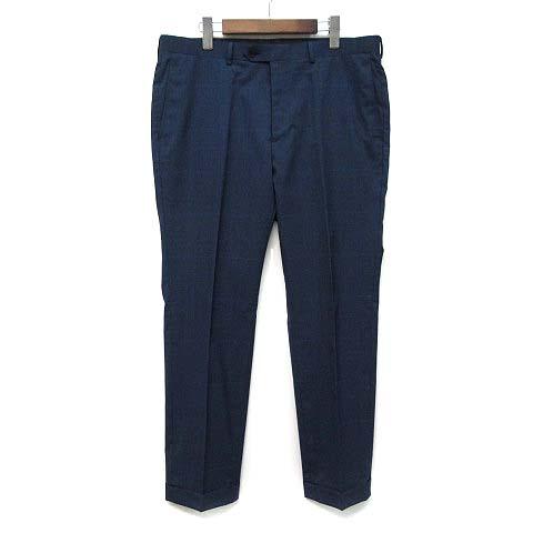 【中古】トランスコンチネンツ TRANS CONTINENTS SOLOTEX スーツ セットアップ グレンチェック 2B ジャケット パンツ ネイビー 100 AB7_5
