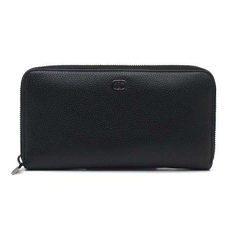 【中古】ディオール DIOR CDロゴ ラウンドファスナー 長財布 レザー 2ESBC252CDI ブラック 黒 ☆AA★ メンズ
