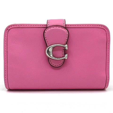 【中古】コーチ COACH 二つ折り 財布 タビー ミディアム ウォレット スムース レザー ピンク ca193 LHWPU 美品