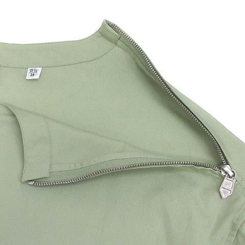 【中古】エルメス HERMES レイヤー風 ショルダージップ シャツ 半袖 ポケット カットソー プルオーバー 2021SS ライトグリーン 39 美品_4