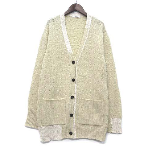 【中古】セリーヌ CELINE フィービー期 ウール ニット 切替 ロング カーディガン ナチュラル XS 5S36/7717 レディース
