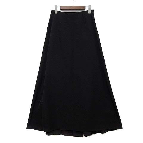 【中古】未使用品 アヴェクデュクレ avec deuxclefs バックギャザー フレア ロング スカート ブラック 黒 M KK22SS-05 レディース