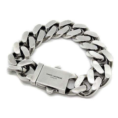 【中古】サンローラン パリ SAINT LAURENT PARIS 喜平 チェーン ブレスレット 18cm メタル シルバー ☆AA★ メンズ