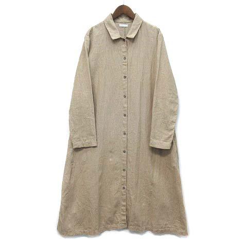 【中古】フォグリネンワーク fog linen work リネン Aライン コート シャツ ワンピース ベージュ レディース