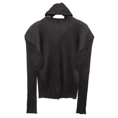【中古】プリーツプリーズ PLEATS PLEASE イッセイミヤケ ホルターネック プリーツ シャツ ブラウス 長袖 ダークブラウン 3 レディース_1
