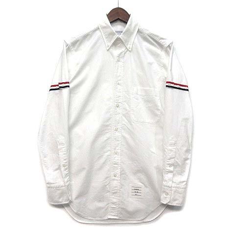 【中古】トムブラウン THOM BROWNE オックスフォード トリコロール クラシック ボタンダウン シャツ 長袖 ホワイト 白 1 メンズ