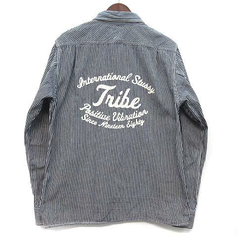 ステューシー ヒッコリー ワークシャツ 長袖 Tribe チェーン刺繍 L 中古】ステューシー STUSSY ヒッコリー ワークシャツ 長袖 Tribe