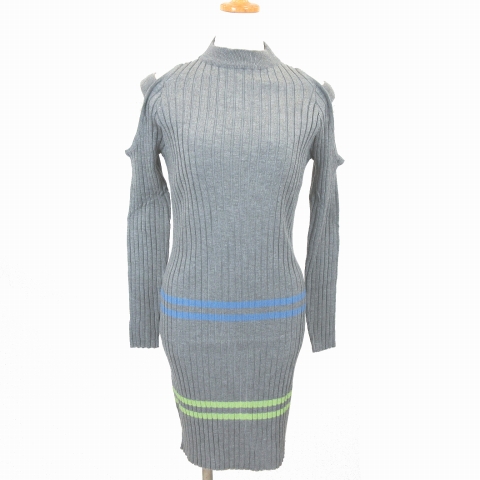 中古 未使用 ミリオンカラッツ Million Carats ワンピース ニット リブ オープンショルダー ライン タイト グレーの通販はau Pay マーケット ブランド古着のベクトル