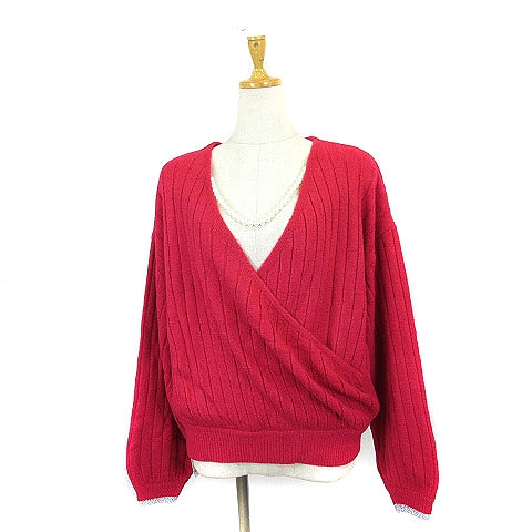 中古 未使用品 ミリオンカラッツ Million Carats セーター 長袖 カシュクール風 ニット パール装飾 赤系 F レディースの通販はau Pay マーケット ブランド古着のベクトル