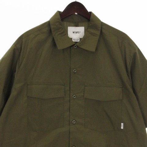 【中古】ダブルタップス WTAPS 23SS BROADCLOTH ブロードクロス シャツ 半袖 231BRDT-SHM02 カーキ 3 メンズ｜au  PAY マーケット