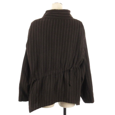 中古】ジウ 慈雨 アシンメトリー シャツ ジャケット ストライプ ウール 