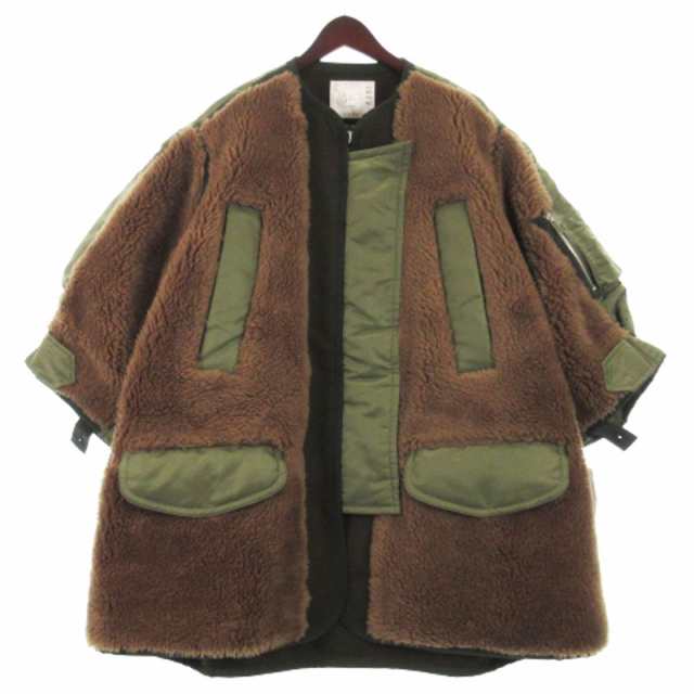 【中古】未使用品 サカイ sacai タグ付き 22AW ナイロンツイル コート ジャケット ボア 22-06281 カーキ 3