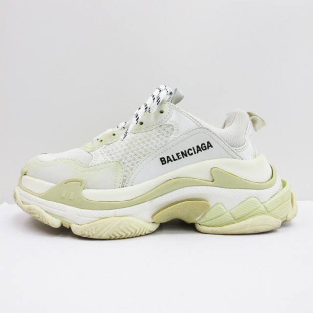 【中古】バレンシアガ BALENCIAGA トリプルS ダッド スニーカー フェイクレザー 524036 ホワイト EU37 24.5cm