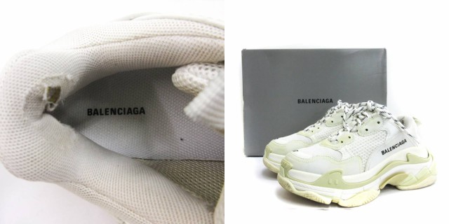 【中古】バレンシアガ BALENCIAGA トリプルS ダッド スニーカー フェイクレザー 524036 ホワイト EU37 24.5cm