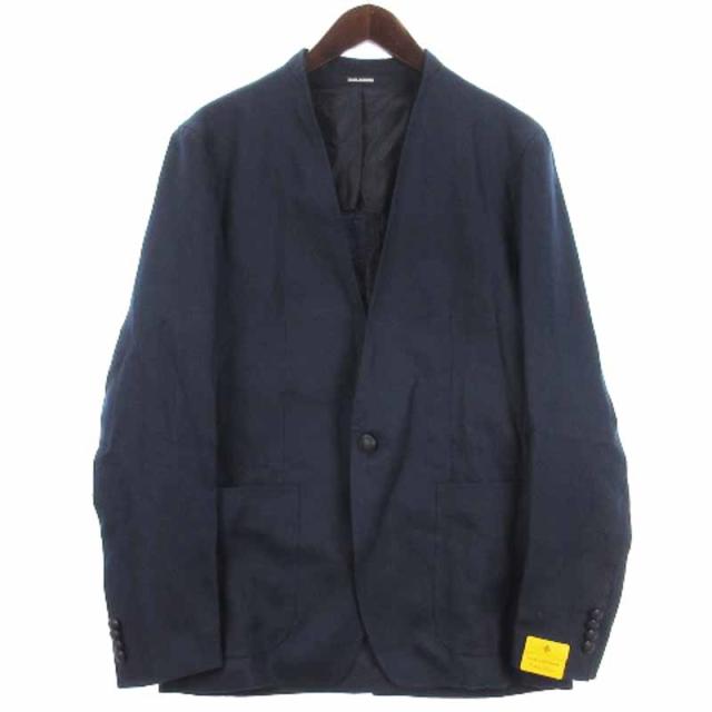 【中古】未使用品 タリアトーレ タグ付き リネン ジャケット ノーカラー 背抜き 340021U イタリア製 ネイビー 48の通販は