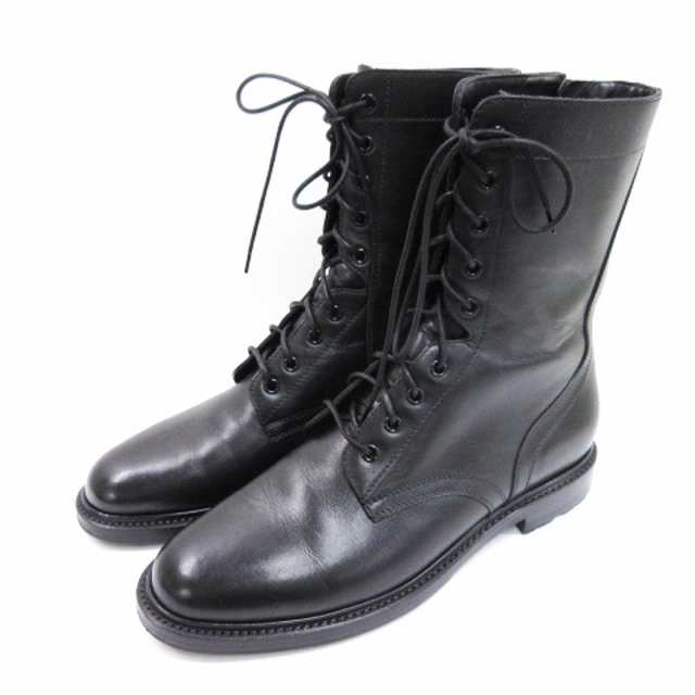 【中古】セリーヌ CELINE COMBAT BOOT コンバット ブーツ レースアップ レザー P190008551 ブラック 42 28cm メンズ