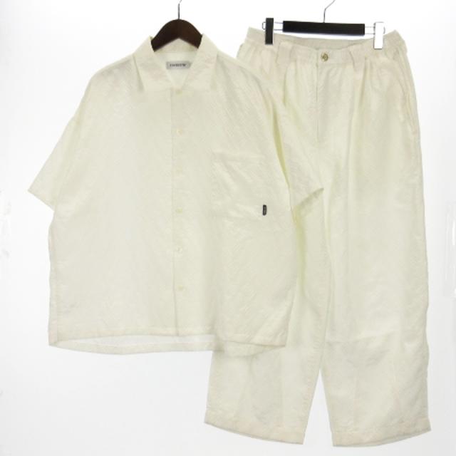 【中古】タイトブース CHEKER PLATE セットアップ シャツ 半袖 ワイド イージー パンツ 総柄 ホワイト L M メンズの通販は