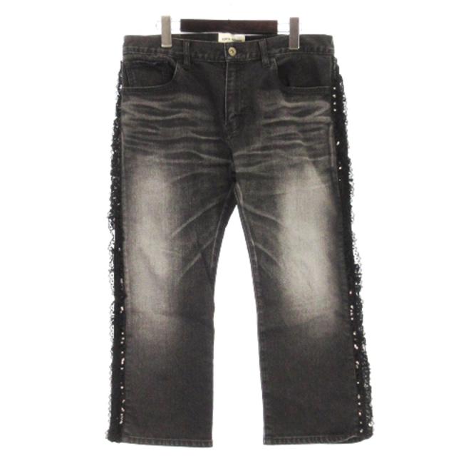 【中古】ジュンヤワタナベ コムデギャルソン DENIM  スパンコール レース デニムパンツ ジーンズ グレー系 Lの通販は