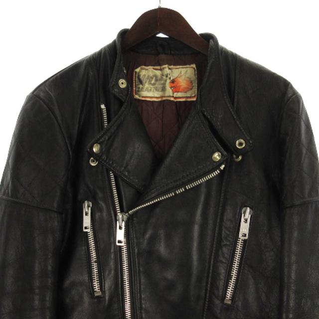 【中古】ウルフレザー WOLF LEATHERS ダブルライダース ジャケット エルボーパッチ レザー ブラック メンズ 中古】ウルフレザー WOLF LEATHERS ダブルライダース ジャケット