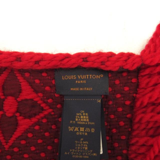 ルイヴィトン LOUIS VUITTON モノグラム ウール×シルクマフラー 赤