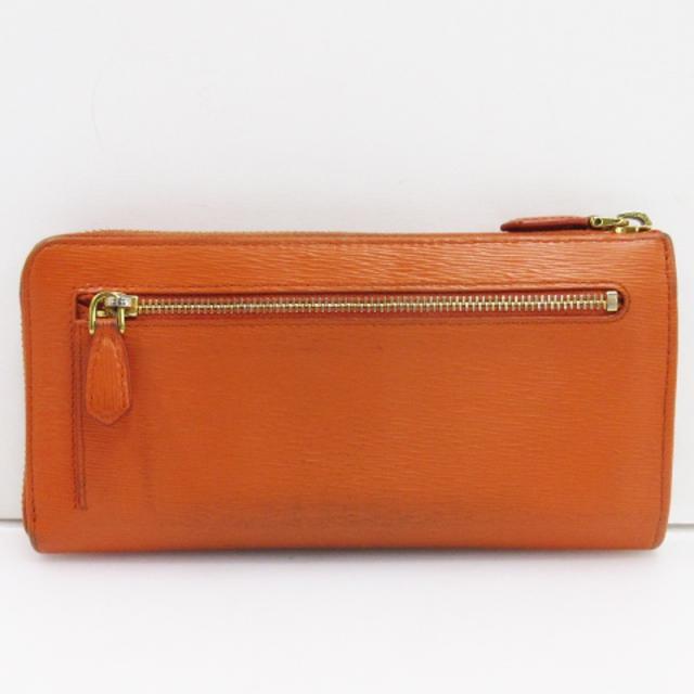 美品‼️プラダPRADA オレンジ　L字ファスナー　レザー 中古】プラダ PRADA 長財布 L字ファスナー レザー オレンジ