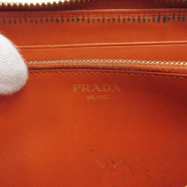 美品‼️プラダPRADA オレンジ　L字ファスナー　レザー 中古】プラダ PRADA 長財布 L字ファスナー レザー オレンジ