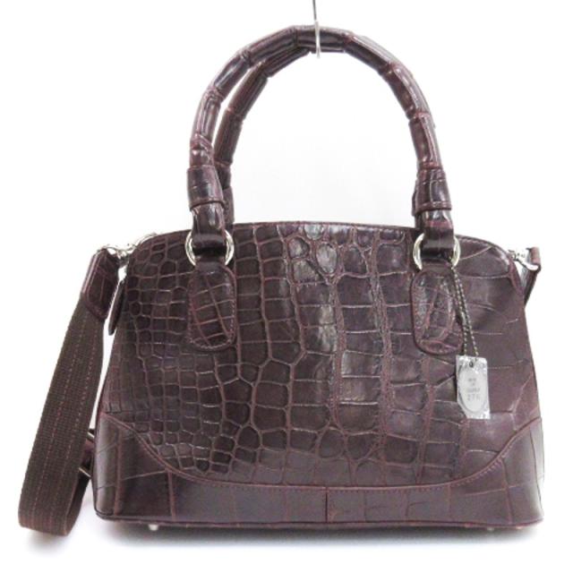【中古】JRA クロコダイル レザー ショルダーバッグ ハンドバッグ ボルドー ■GY99 レディース