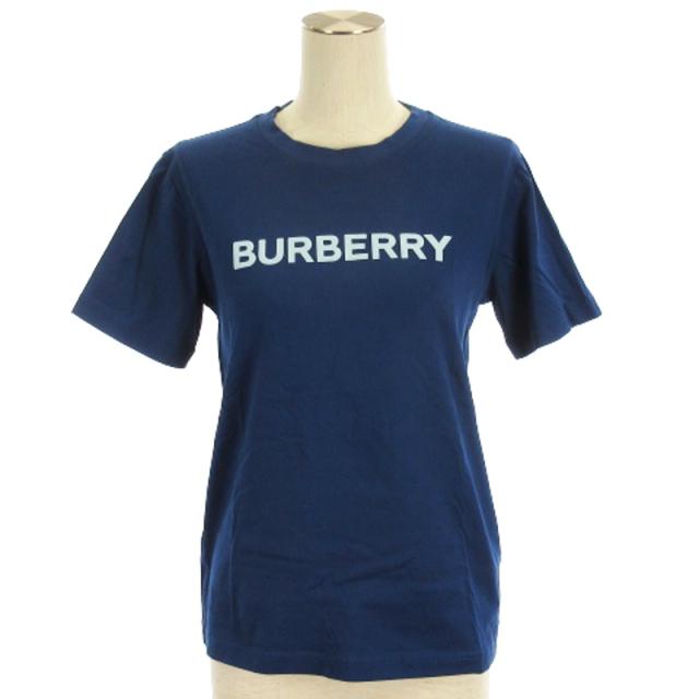 【中古】バーバリー BURBERRY ロゴ Tシャツ カットソー 半袖 ブルー XS レディース
