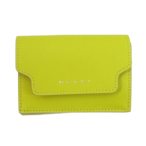 【中古】マルニ MARNI レザー 三つ折り財布 イエロー PFMOW02U07 LV520 レディース