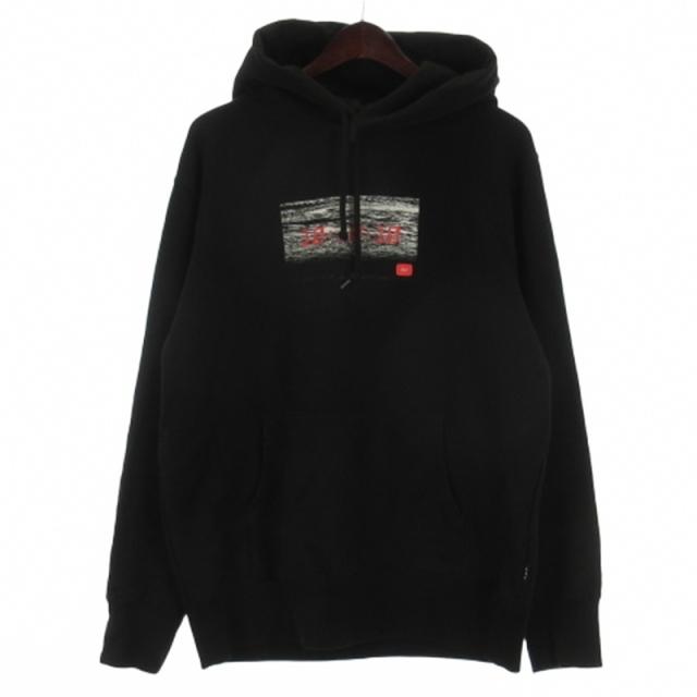 【中古】フラグメントデザイン × ゴッドセレクション スウェット パーカー プルオーバー プリント ブラック L ☆AA★