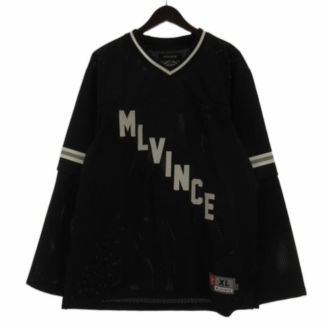 【中古】メルヴィンス MLVINCE フットボール レイヤード シャツ 長袖 メッシュ ブラック L メンズ