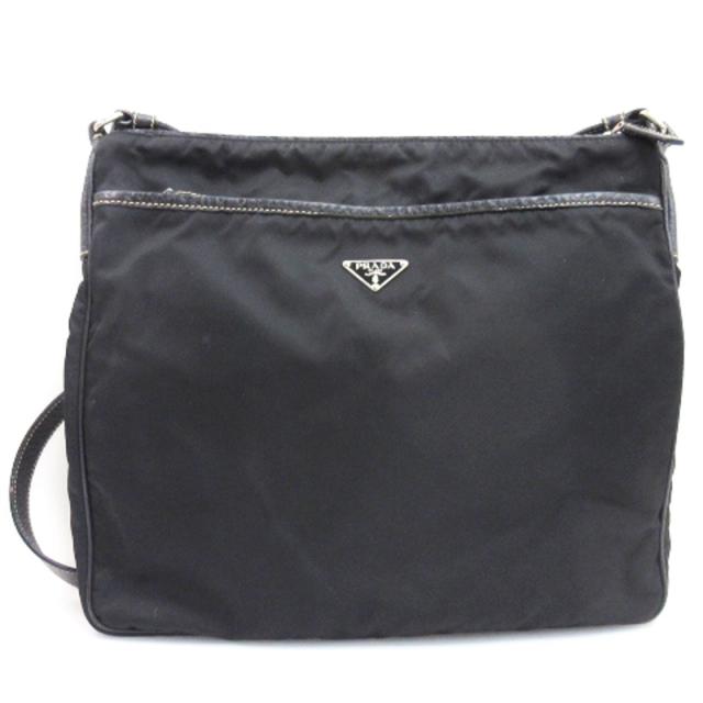 中古】プラダ PRADA 三角プレート ショルダーバッグ ナイロン ブラック