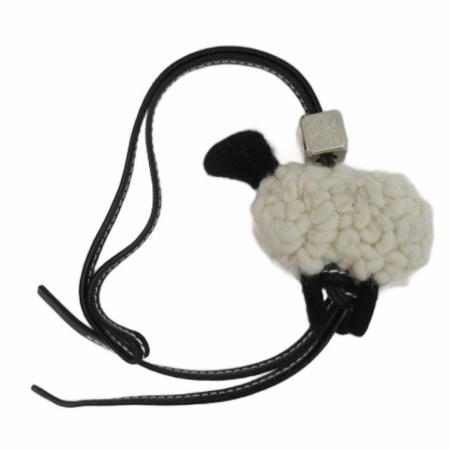 【中古】ロエベ LOEWE フェルト シープ 羊モチーフ チャーム ホワイト ■GY09 レディース