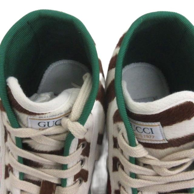 【中古】グッチ GUCCI テニス 1977 ゼブラハラコ ハイカット スニーカー 627839 35.5 22.5cm ■GY51 レディース