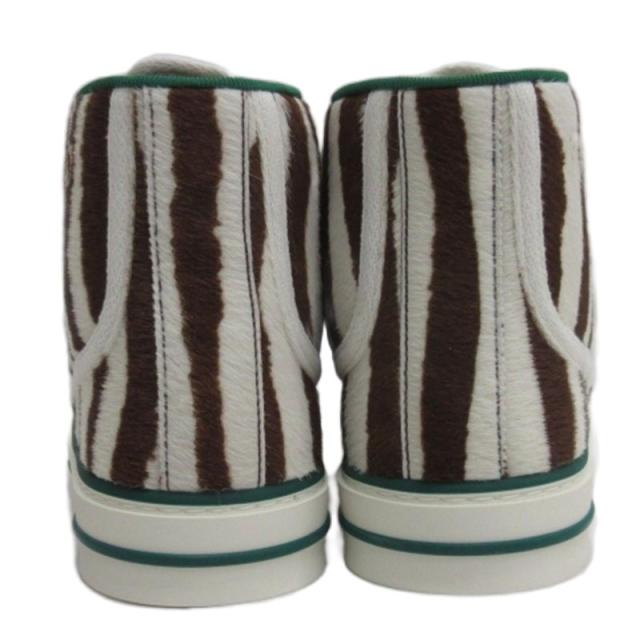 【中古】グッチ GUCCI テニス 1977 ゼブラハラコ ハイカット スニーカー 627839 35.5 22.5cm ■GY51 レディース