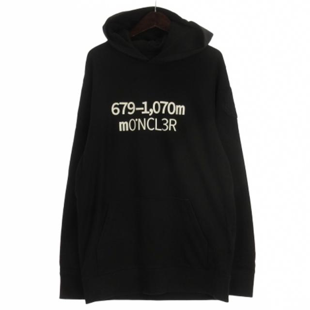 【中古】モンクレール MONCLER ジーニアス 1952 MAGLIA GON CAPPUCCIO ロゴ スウェット パーカー プリント ブラック 2