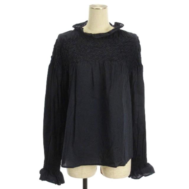 【中古】マーレット Merlette MAJORELLE BLOUSE スモッキング ブラウス シャツ 長袖 9910700082 ネイビー XS