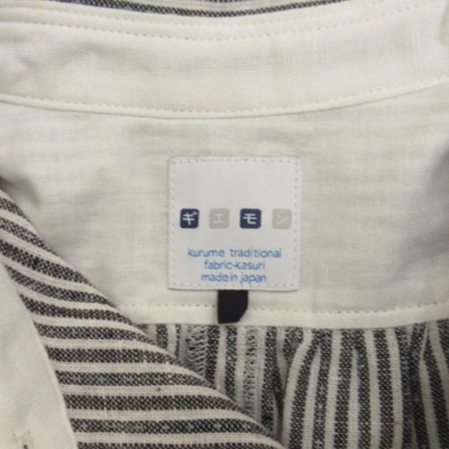 【中古】ギエモン ストライプシャツワンピース ロング 五分袖 ホワイト系 レディース 中古】ギエモン ストライプシャツワンピース ロング 五分袖 ホワイト系