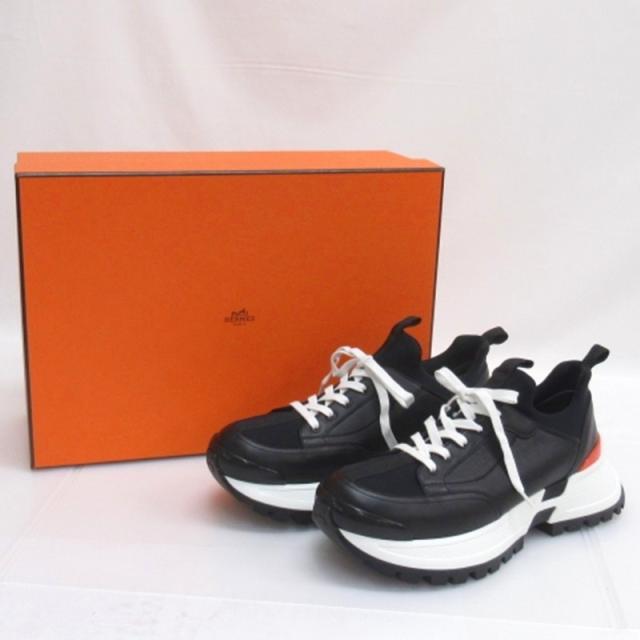 【中古】エルメス HERMES JUMPY ジャンピー  スニーカー イタリア製 ブラック 42.5 27.5cm ☆AA★ メンズ