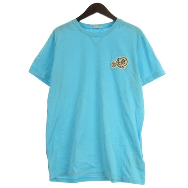 【中古】モンクレール MONCLER MAGLIA Tシャツ カットソー 半袖 ロゴワッペン H10918C00057 ブルー XL メンズ
