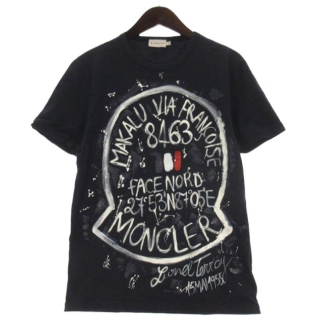 【中古】モンクレール MONCLER MAGLIA ペイント Tシャツ カットソー 半袖 ネイビー M メンズ