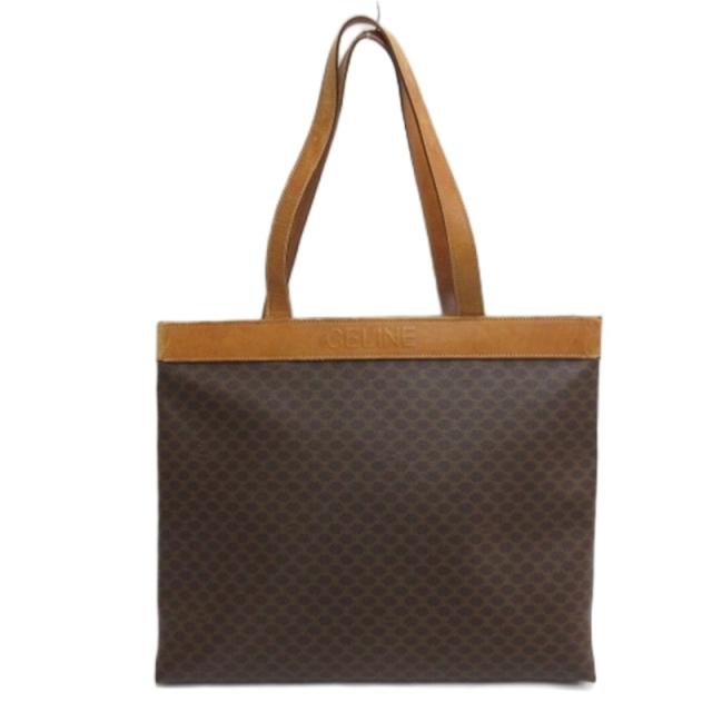 【中古】セリーヌ CELINE ヴィンテージ マカダム柄 トートバッグ ブラウン レディース