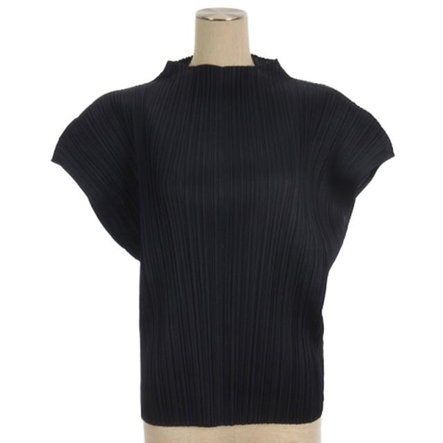 【中古】プリーツプリーズ 24SS ハイネック プリーツ カットソー ノースリーブ PP41JK161 ネイビー 5 レディース